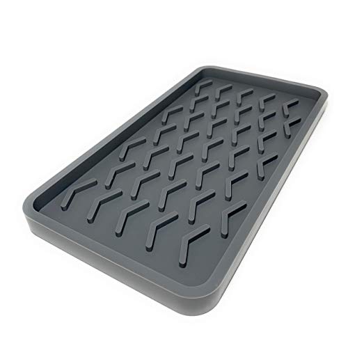 Product Cover SMRTLVNG Silicone Kitchen Sink Organizer Tray, Cool Grey, 10 inches x 5.25 inches, 10.4 ounces