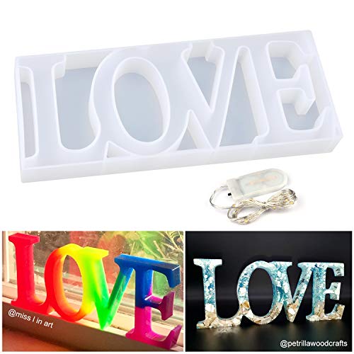 Product Cover LET'S RESIN Love Sign Mold,Resin Word Mold, Epoxy Resin Molds for DIY Table Decoration, with a Fairy Light to Create Your Romantic Resin Dream