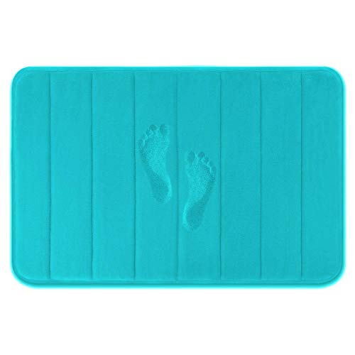 Product Cover Yimobra Memory Foam Bath Mat Large Size 31.5 by 19.8 Inches, Soft and Comfortable, Super Water Absorption, Non-Slip, Thick, Machine Wash, Easier to Dry for Bathroom Floor Rug, Lack Blue