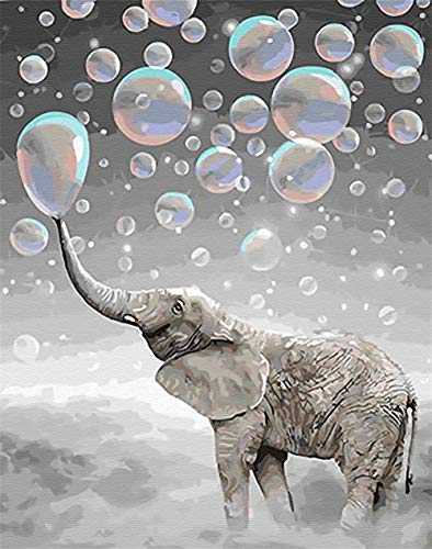 Product Cover Komidea Paint by Numbers for Adults Kids Beginner, DIY Paint by Number Kits on Canvas Painting - Happy Elephant 16x20inch