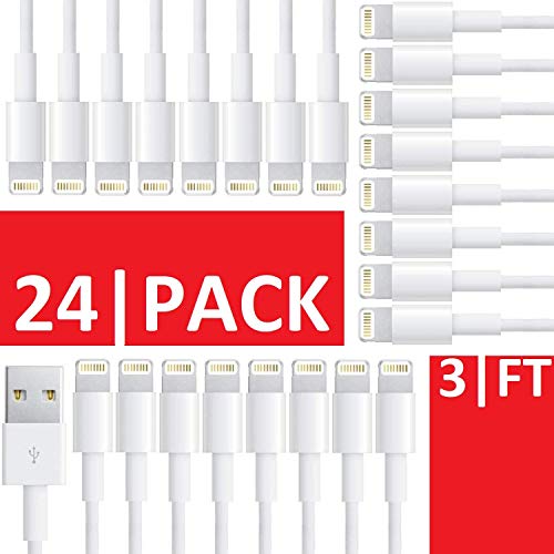 Product Cover TriconBackwards Cable [Certified] - 24-Pack 3.3FT/1M High Speed (1A) Charger Cord for Phones, Tablets, Wearables, Virtual Reality, Audio, Accessories and More - White
