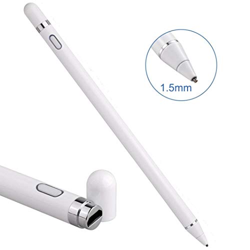 Product Cover Stylus Pen for Touch Screens, Rechargeable 1.5mm Fine Point Smart Pencil Active Stylus Digital Pen Compatible with iPad and Most Tablet by Mikicat (White)