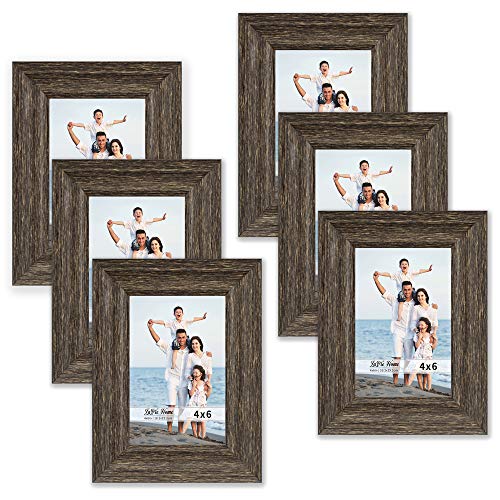 Product Cover LaVie Home 4x6 Picture Frames (6 Pack, Brown Wood Grain) Rustic Photo Frame Set with High Definition Glass for Wall Mount & Table Top Display, Set of 6 Elite Collection