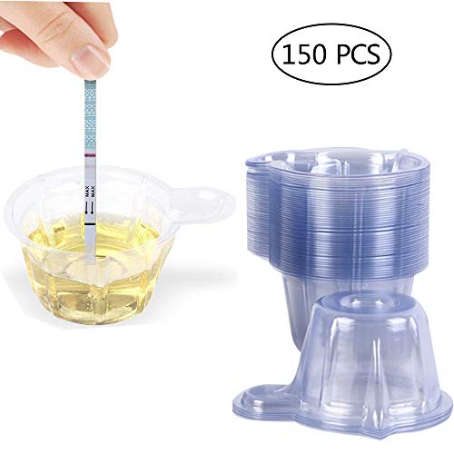 Product Cover 150 Pack 40ml Urine Cups Plastic Disposable Easy to Collect Urine Specimen Cups for Pregnancy Test/Ovulation Test/pH Test