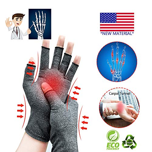 Product Cover Arthritis Gloves,New Material, Compression for Arthritis Pain Relief Rheumatoid Osteoarthritis and Carpal Tunnel, Premium Compression & Fingerless Gloves for Typing and Daily Work (Dark Gray, L)