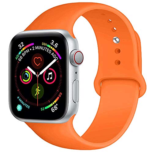 Product Cover BOTOMALL Compatible with Iwatch Band 38mm 40mm 42mm 44mm Classic Silicone Sport Replacement Strap Bracelet for Iwatch All Models Series 4 Series 3 Series 2 1 (Orange,42/44mm M/L)