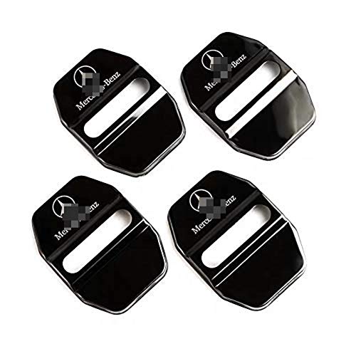Product Cover DEMILLO Stainless Steel Car Door Lock Latches Cover Protector for Mercedes GLK-Class,S-Class Maybach,A/C/CLA/GLA/G/M/S/SL-Class AMG, 3M Adhesive Backing（ Pack of 4） (black)