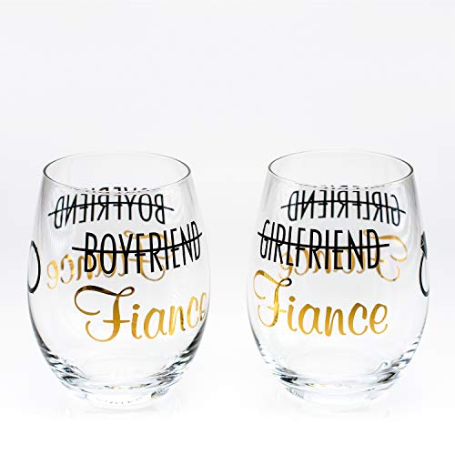 Product Cover Greenline Goods - Toasting Glasses for Bride and Groom (Set of Two)| Stemless Wine Glasses | Engagement Bachlorette Gifts for Bride