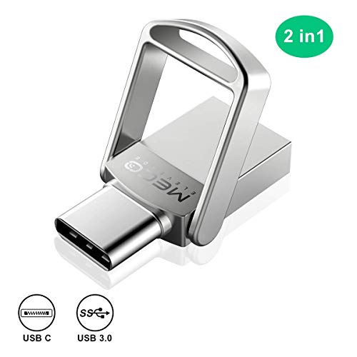 Product Cover Type C Flash Drive, MECO 64GB 2 in 1 OTG USB C+ USB 3.0 Dual Drive Waterproof Memory Stick with Keychain Metal for Computer, MacBook,Google's Chromebook Pixel,Samsung Galaxy