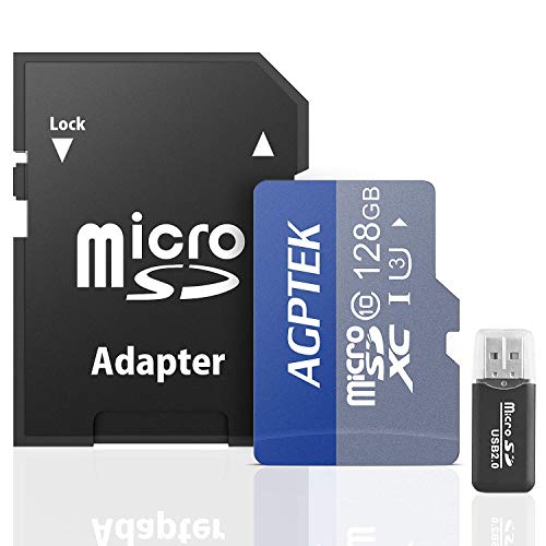 Product Cover AGPTEK 128GB Micro SD Card, TF Memory Card UHS-I U3 with Card Reader, 100 MB/s, Compatible with Mp3 Player, Android Smartphones,Tablets,Interchangeable-Lens Cameras