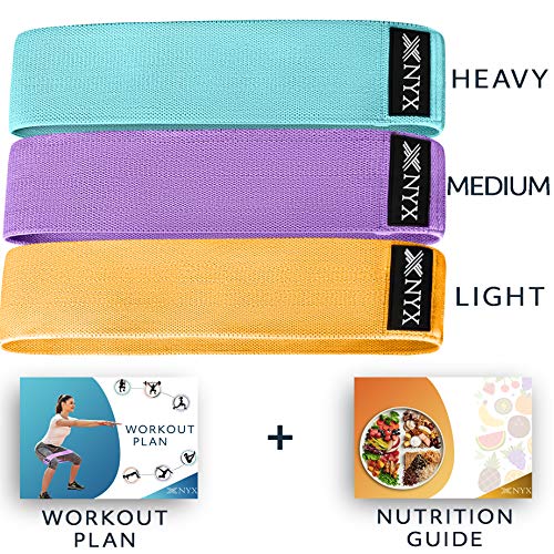 Product Cover NYX Fitness Booty Bands for Women | Fabric Resistance Bands for Legs and Butt Exercise | Set of 3 Non Slip Hip Band | Workout Bands Resistance Legs and Butt | Elastic Bands for Working Out