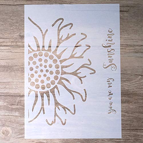 Product Cover DIY Decorative Sunflower Stencil Template for Painting on Walls Furniture Crafts (A4 Size)