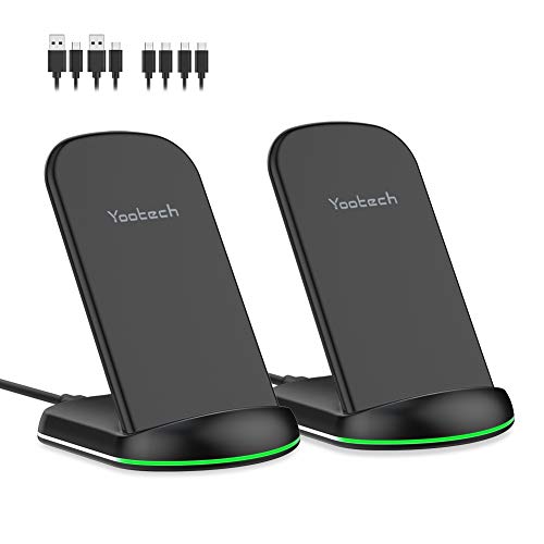Product Cover Yootech Wireless Charger,[2 Pack] 10W Max Qi-Certified Wireless Charging Stand, Compatible with iPhone 11/11 Pro/11 Pro Max/Xs MAX/XR/XS/X/8,Galaxy Note 10/S10 Plus/S10E(with 4 USB C Cable)