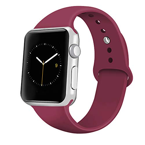 Product Cover iGK Sport Band Compatible with Apple Watch 38mm/40mm, Soft Silicone Sport Strap Replacement Bands for iWatch Apple Watch Series 4 Series 3, Series 2, Series 1 38mm/40mm Wine Red Small