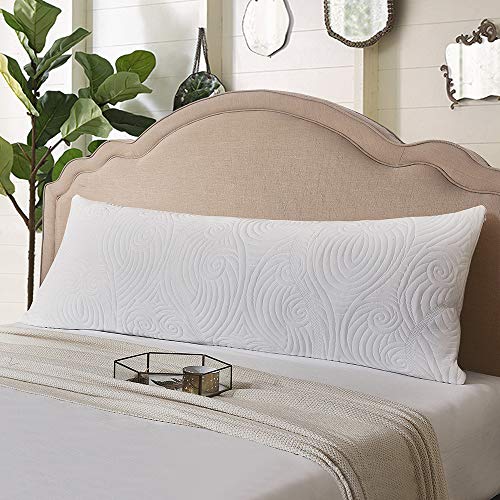 Product Cover DOWNCOOL Memory Fiber Filling Body Pillow- Removable Zippered Bamboo Outer Pillow Cover- Breathable Bed Pillow for Long Side Sleeper- 20 x 54 inch