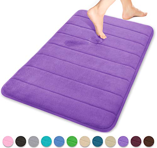 Product Cover Yimobra Memory Foam Bath Mat Large Size 31.5 by 19.8 Inches, Soft and Comfortable, Super Water Absorption, Non-Slip, Thick, Machine Wash, Easier to Dry Bathroom Floor Rug, Lavender