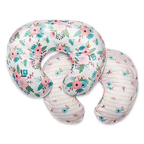 Product Cover Boppy Boutique Pillow Cover, Pink White Floral Duet, Minky Fabric in a fashionable two-sided design, Fits ALL Boppy Nursing Pillows and Positioners