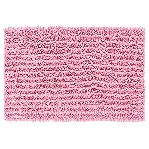 Product Cover Yimobra Original Luxury Chenille Bath Mat, Soft Shaggy and Comfortable, Large Size, Super Absorbent and Thick, Non-Slip, Machine Washable, Perfect for Bathroom (31.5 X 19.8 Inch, Pink)