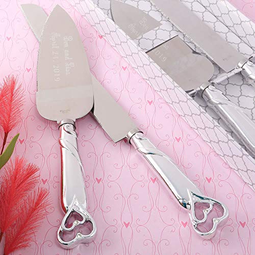 Product Cover Gifts Infinity Personalized Wedding Interlock Silver Cake Knife and Server Set Free Engraving (2541)