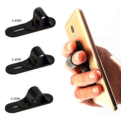 Product Cover Cell Phone Grip and Stand, AOLIY Phone Handle | Phone Strap | Finger Grip for iPhone Android Smartphones Tablets Car Vent Holder Mobile Devices (Black)