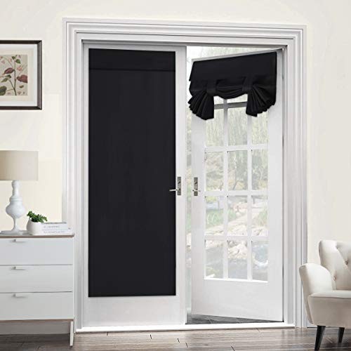 Product Cover Blackout Curtain for French Doors - Thermal Insulated Blackout Glass Door Curtain Panel Tricia Curtain for Door Window Curtains, 2 Panels, 26 x 68 Inches, Black