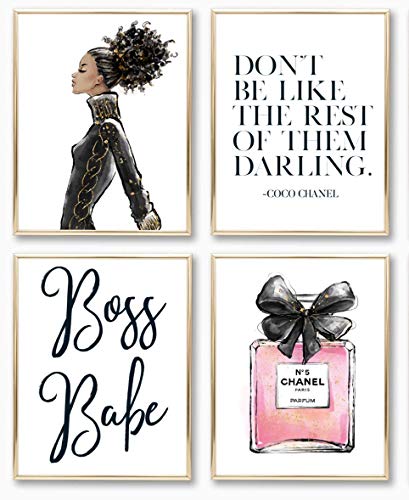 Product Cover African American Woman Fashion Wall Art Quote Print - Set of 4 - (8 x 10)