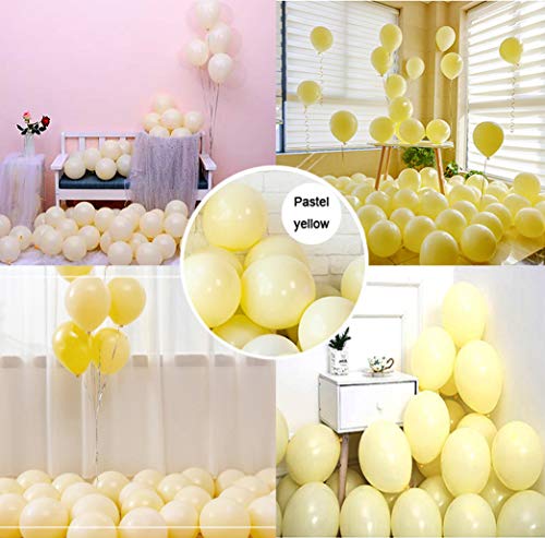 Product Cover Party Pastel Balloons 100 pcs 10 inch Macaron Candy Colored Latex Balloons for Birthday Wedding Engagement Anniversary Christmas Festival Picnic or any Friends & Family Party Decorations-pastel yellow