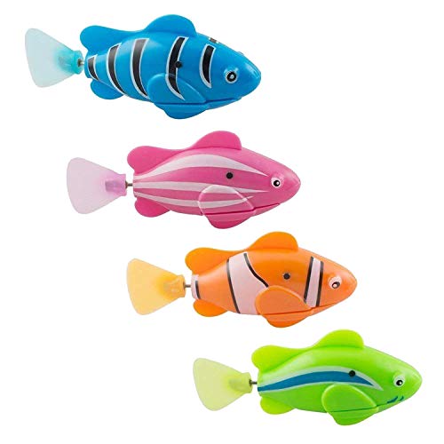 Product Cover XYKTGH 4 Pack Swimming Robot Fish Electric Turbot Clownfish Water-Activated Bathtub Toys for Toddlers,Boys and Girls(Random Color)