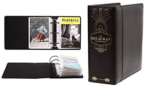 Product Cover Broadway Play Program and Theater Playbill Binder with 30 Custom Sheet Protectors - PU Leather - Fits Playbills from Mid 1980s to Modern (Black/Gold Foil)