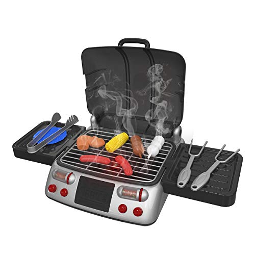 Product Cover Pickwoo Kids Grill Playset Toy Grill for Kids Pretend Play Food Kitchen Set Barbecue Kids Indoor& Outdoor Grill Toy , Grill Play Set with Electric Steaming 19 Pieces Gifts for Boys Girls Toddler