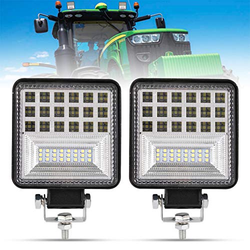 Product Cover 4 Inch LED Work Light - 2Pcs 8000LM Spot & Flood Combo Beam LED Light Bar for Tractor Vehicle Truck Jeep ATV UTV SUV Boat, 1 Year Warranty