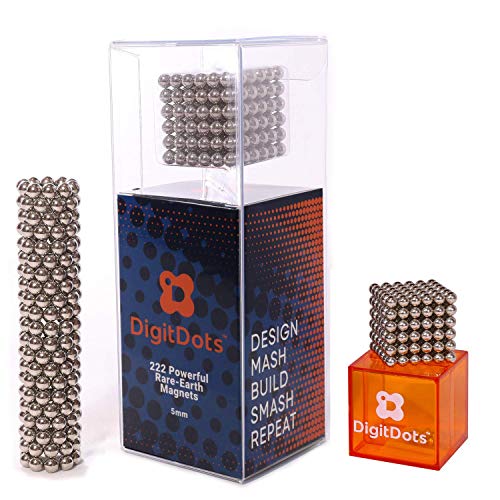 Product Cover BrainSpark DigitDots 222 Pieces 5 Millimeter Magnetic Balls The Original Fidget Toys for Adults Rare Earth Magnets Executive Desk Toys Desk Games Magnet Toys Magnetic Balls Stress Relief Toys