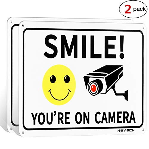 Product Cover (2 Pack) Smile You're on Camera, Video Surveillance Sign, 10