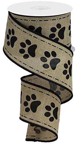 Product Cover Wired Ribbon Beige and Black Paw Prints on Royal 2.5