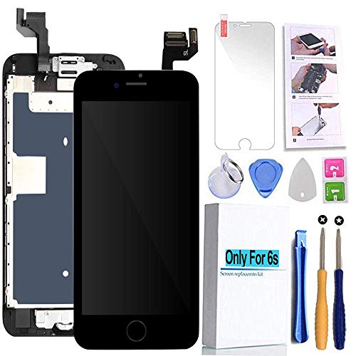 Product Cover Screen Replacement Compatible iPhone 6s Black 4.7(inch) LCD Display Touch Digitizer Assembly Repair Kit & Home Button,Ear Speaker, Front Camera,Proximity Sensor, Repair Tools