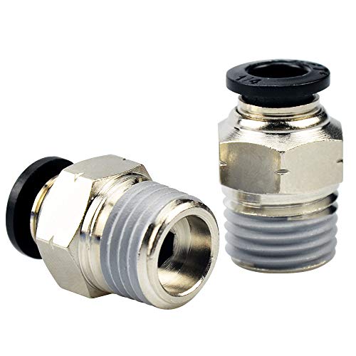 Product Cover Tailonz Pneumatic Male Straight 1/4 Inch Tube OD x 1/4 Inch NPT Thread Push to Connect Fittings PC-1/4-N2 (Pack of 10)