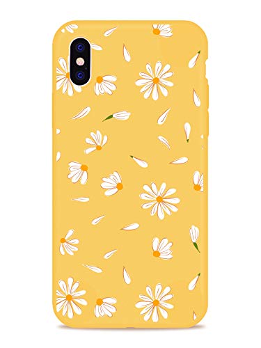 Product Cover MAYCARI Cute Daisy Flower Case for iPhone XR, Full Protective Soft Rubber Matte TPU Cover Slim Fit Phone Case for Women Girls - Yellow