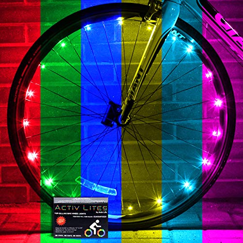 Product Cover Activ Life Bicycle Spoke Lights (2 Tires, Color-Changing) Fun Accessory for Cool Beach Cruisers, Top Mountain, BMX Trick, Road, Recumbent, Commuting, Tandem, Kids & Folding Bike Best Wheel Lights
