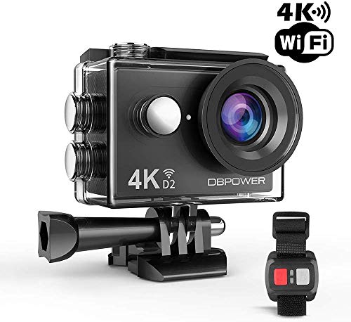 Product Cover DBPOWER D2 4K Action Camera 12MP Ultra HD Waterproof Sports Cam with Built-in WiFi 2 Inch LCD Screen Plus 1050mAh Rechargeable Battery and 2.4G Remote Control