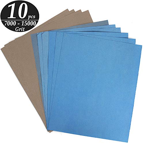 Product Cover ADVcer 9x11 inch 10 Sheets Sandpaper, Wet or Dry 7000-15000 Grit 5 Assortment Sand Paper, Super Fine Precision Abrasive Pads for Automotive Sanding, Wood Turing Finishing, Metal Furniture Polishing