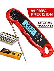 Product Cover KOFOHO Meat Food Thermometer,Digital Instant Read Waterproof Kitchen Cooking Beef Candy Quick Read Thermometer with Foldable Probe for Oil Deep Fry BBQ Grill Smokers (Red)
