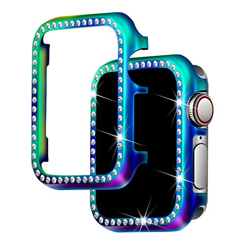 Product Cover for Apple Watch Case 42mm, Falandi Colorful Metal Apple Watch Face Case with Bling Crystal Diamonds Plate Cover Protective Frame for iWatch Series 4/3/2/1 (Colorful-Diamond, 42mm)