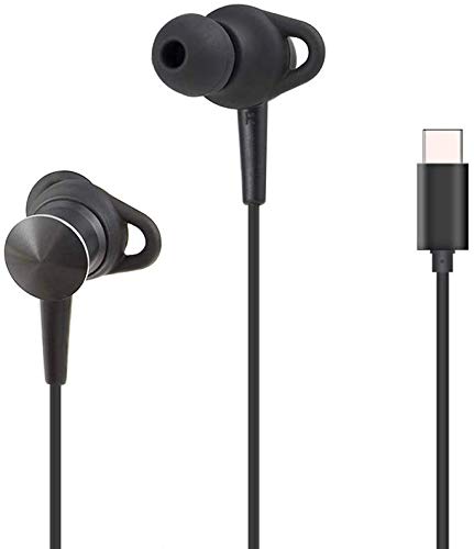 Product Cover Type C Headphone Ecoker Hi-Fi Digital Stereo Earbuds in-Ear USB C Headphones with Mic for Google Pixel 2/3/4/XL, Samsung Note 10/+, Huawei Mate10/P20, Nokia, OnePuls, Moto, HTC- Black(Updated Version)