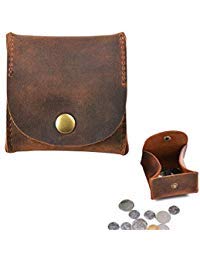 Product Cover Jurxy Jurxy Rustic Leather Moon Pocket Coin Case Genuine Leather Squeeze Coin Purse Pouch Change Holder Tray Purse Wallet for Men & Women - Brown