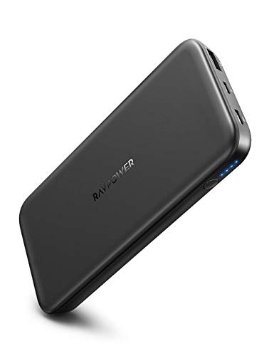 Product Cover Portable Charger RAVPower Ultra Slim Power Bank 10000mAh External Battery Pack, Light External Battery for iPhone Xs Max XR X 8 7 Plus, Galaxy S9