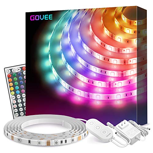 Product Cover Led Strip Lights, Govee 16.4Ft Waterproof RGB Light Strip Kits with Remote for Room, Bedroom, TV, Kitchen, Desk, Color Changing Led Strip SMD5050 with 3M Adhesive and Clips, 12V Power Supply