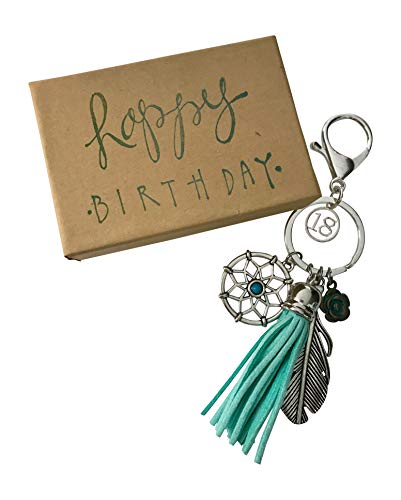 Product Cover Dream Catcher 18th Birthday Gift for 18th Birthday Key Chain for Girl, Packaged in Hand Stamped Box