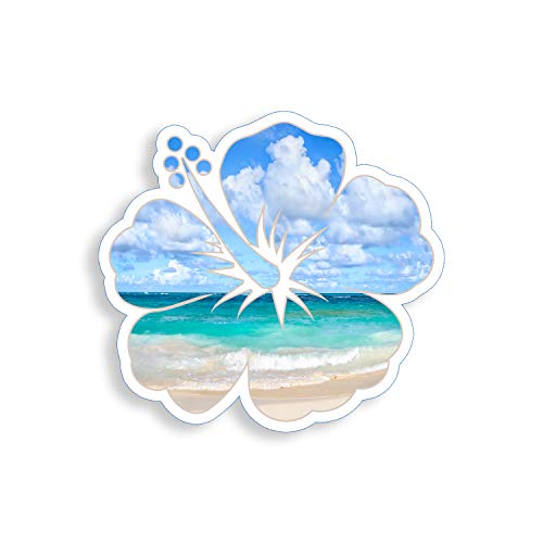 Product Cover Hibiscus Beach Flower Sticker Vinyl Ocean Design Decal for Cup Cooler Car Window Bumper