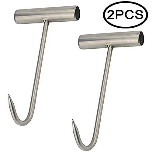 Product Cover TIHOOD 2PCS Stainless Steel T Hooks T-Handle Meat Boning Hook for Kitchen Butcher Shop Restaurant BBQ Tool