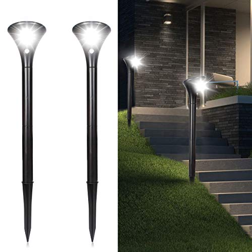 Product Cover LOGUIDE Solar Spot Lights Outdoor, Upgrade Brightness Solar Landscaping Lights with Motion Sensor, Wireless Solar Landscape Spotlights for Yard (White-2 Pack)